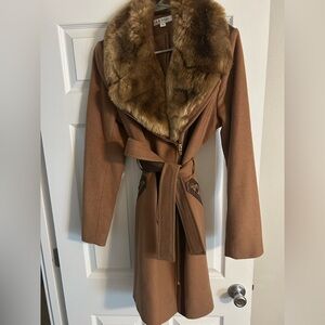 Via Spiga Women’s Carmel Brown Dress Coat